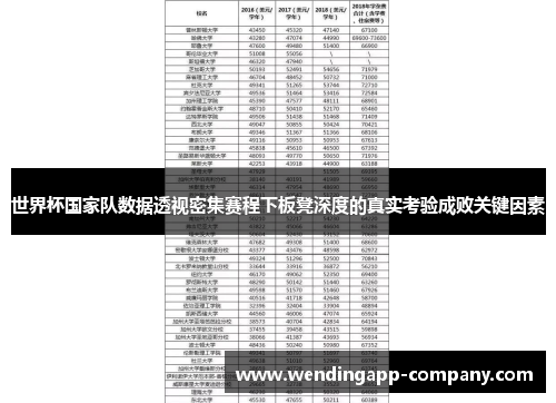 世界杯国家队数据透视密集赛程下板凳深度的真实考验成败关键因素